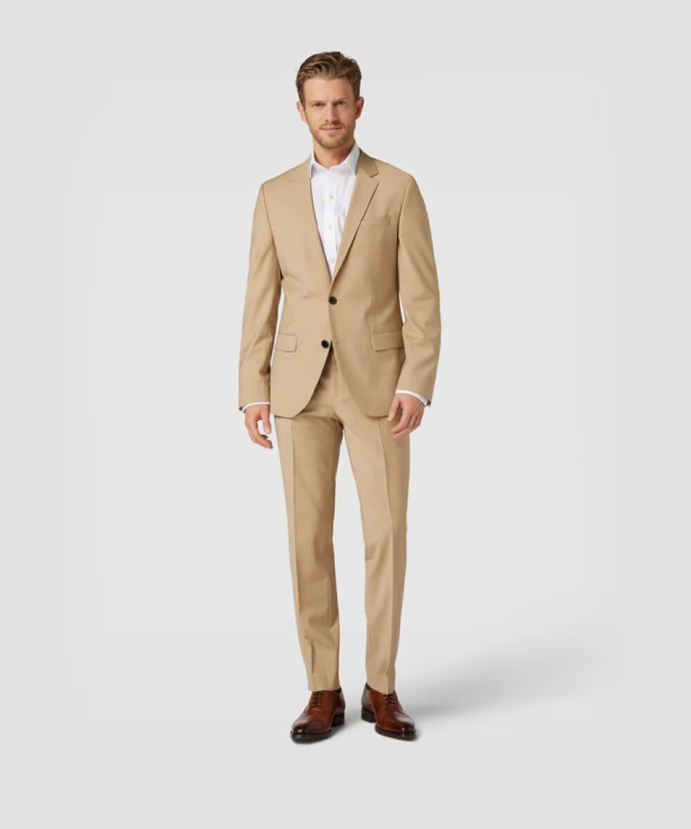 Suit in melange look model in beige